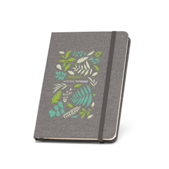 CADERNO A5 DE CAPA DURA EM TECIDO POLIÉSTER 100% RECICLADO
