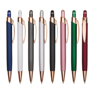 CANETA METAL COM TOUCH CARGA AZUL